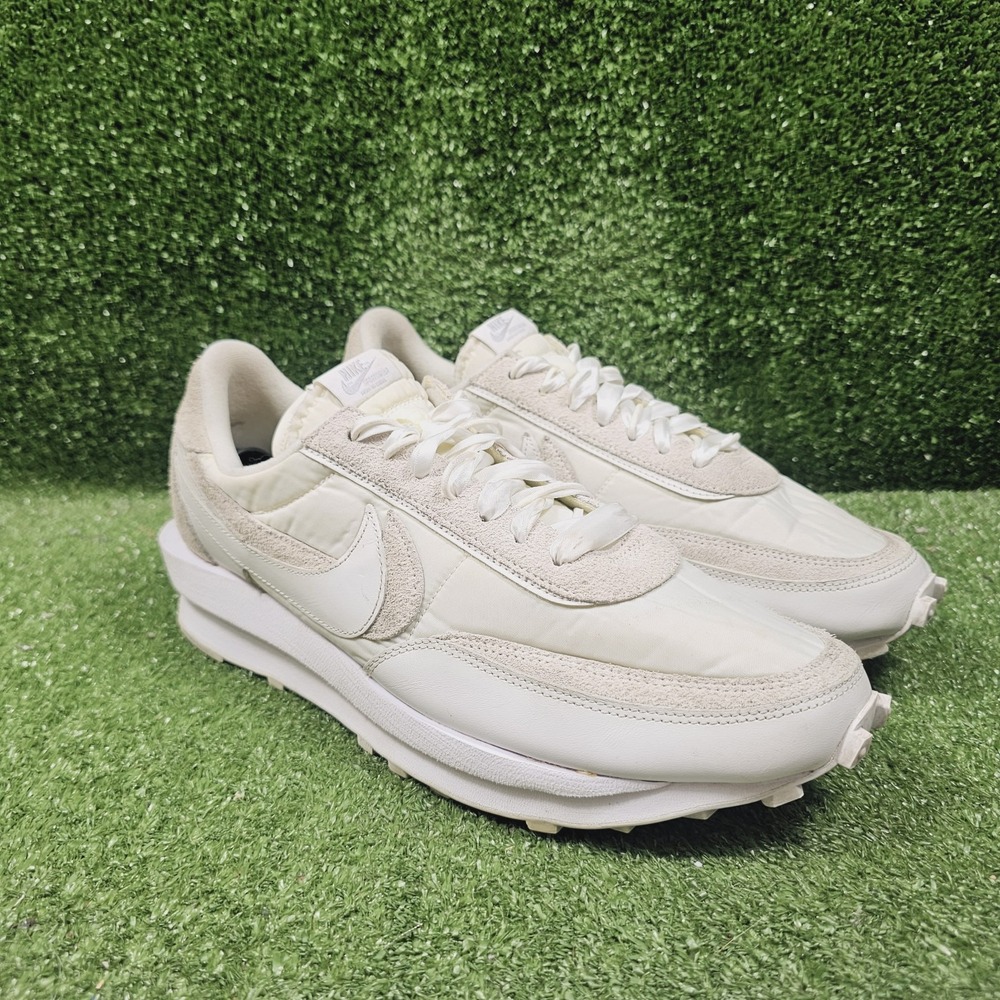 Nike Sacai LDWaffle White Nylon Athletic Sneakers BV0073-101 Mens Size 14